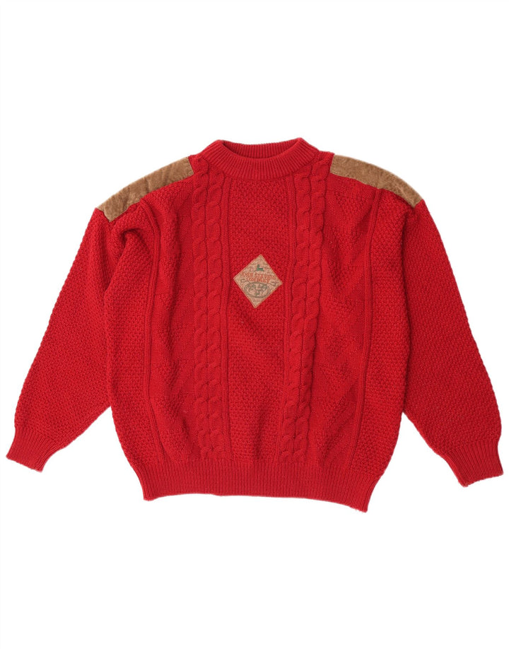 Vintage hombres cuello redondo jersey suéter XL rojo
