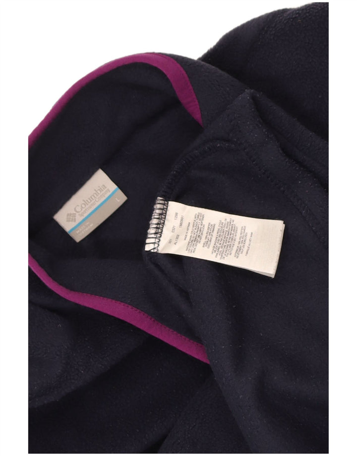 Columbia Jersey de forro polar con cuello de botón para mujer UK 46 Grande Poliéster azul marino