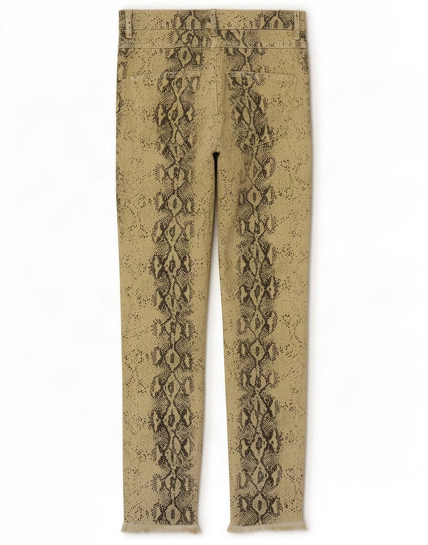 Zara Pantalones casuales ajustados para mujer EU 38 Small W28 L26 Verde Animal Print