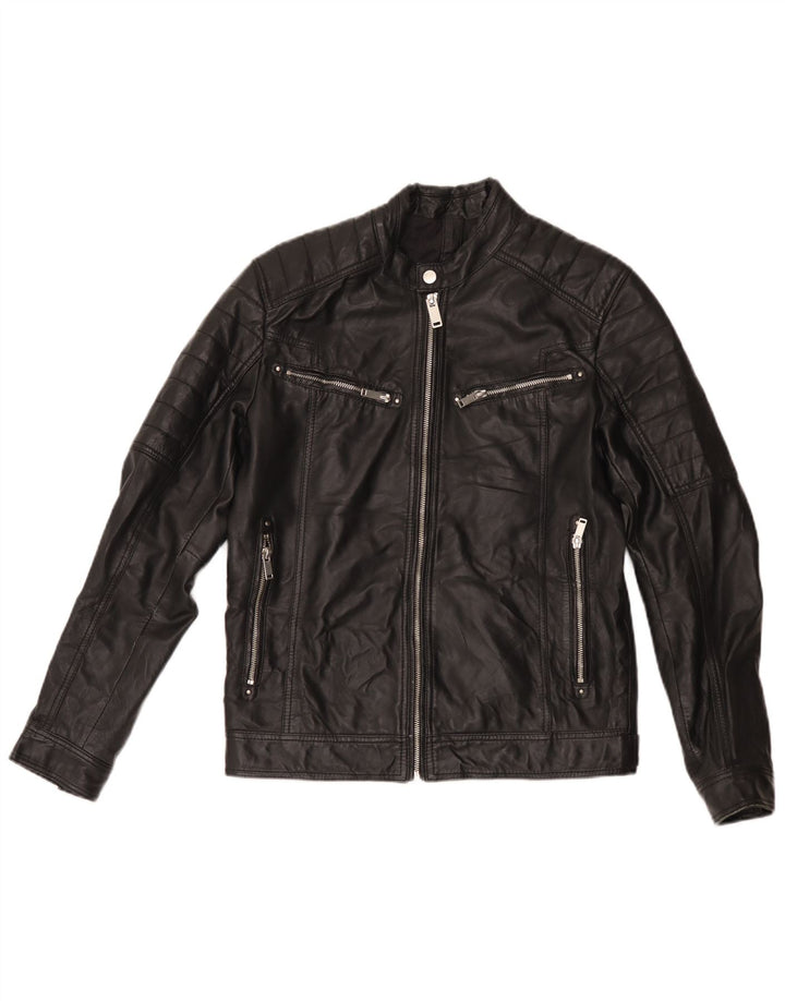 Conbipel Chaqueta Racer de cuero para mujer IT 46 Cuero negro grande