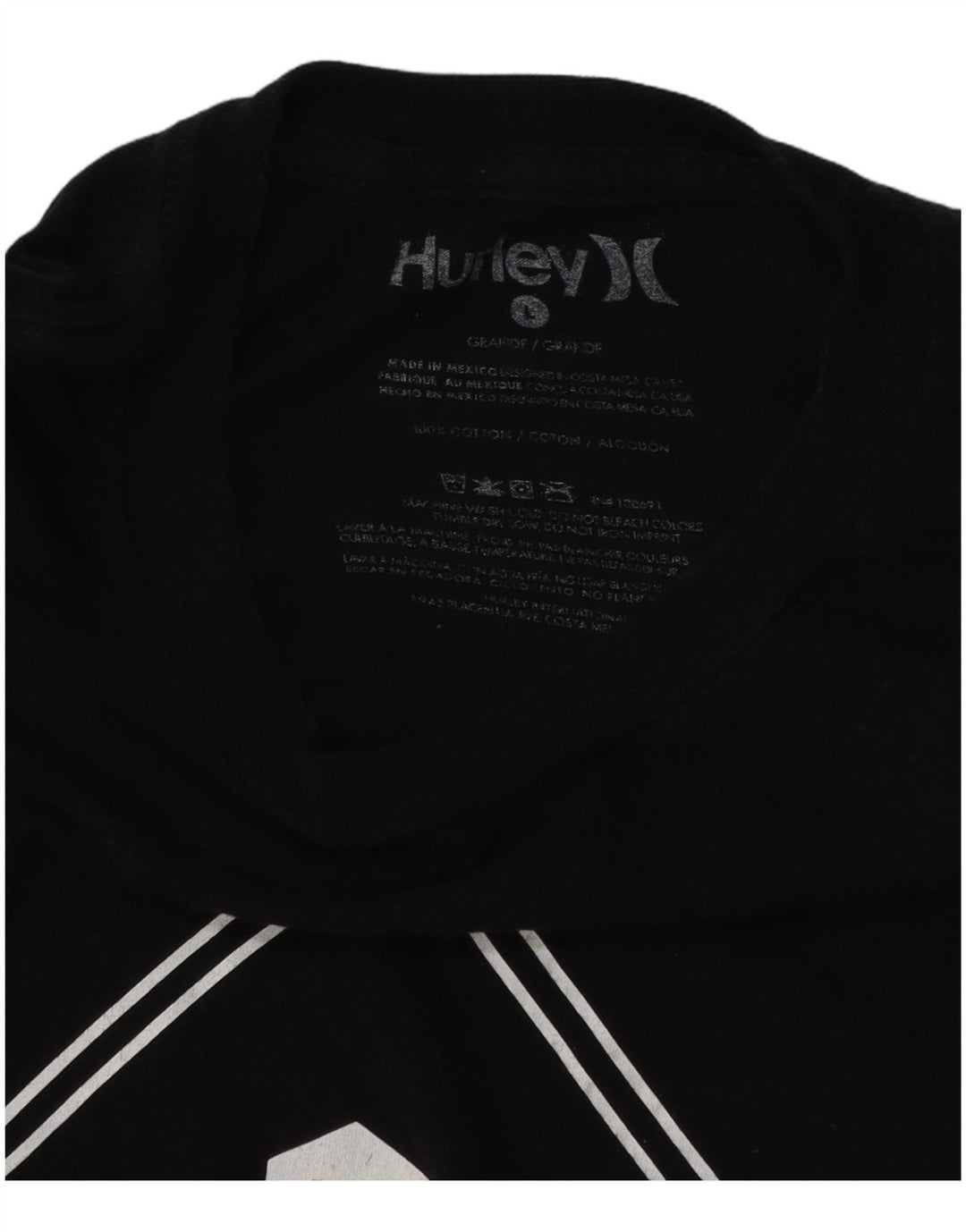 HURLEY Camiseta gráfica para hombre Top grande de algodón negro