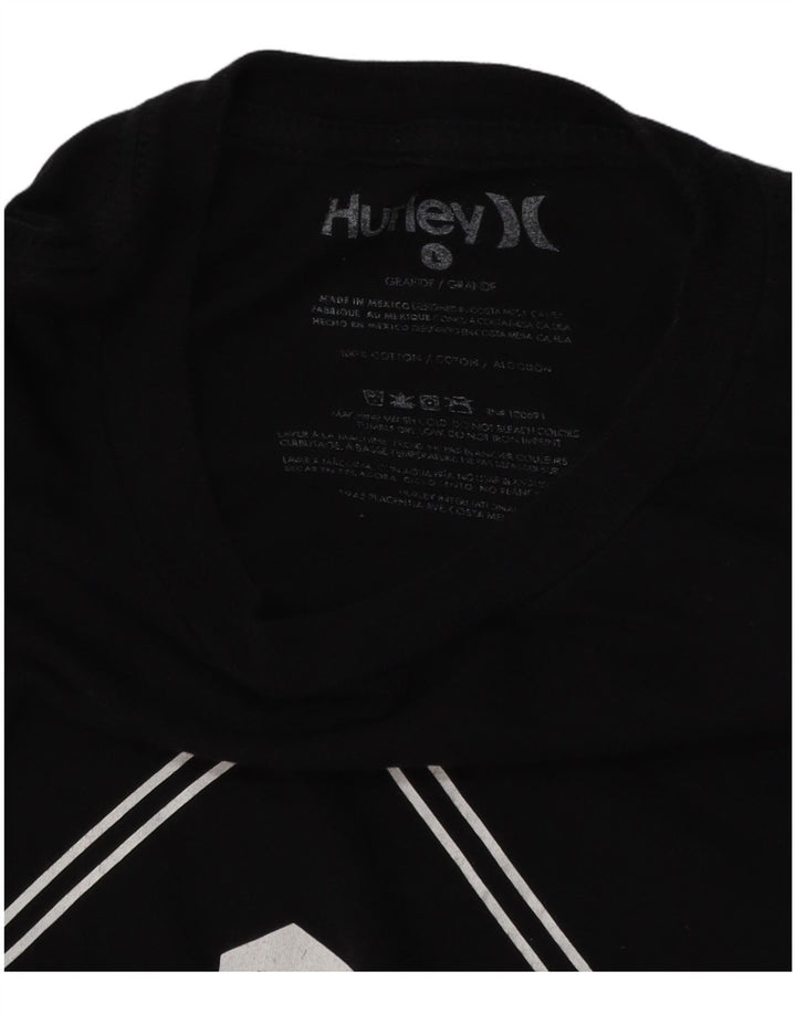 HURLEY Camiseta gráfica para hombre Top grande de algodón negro