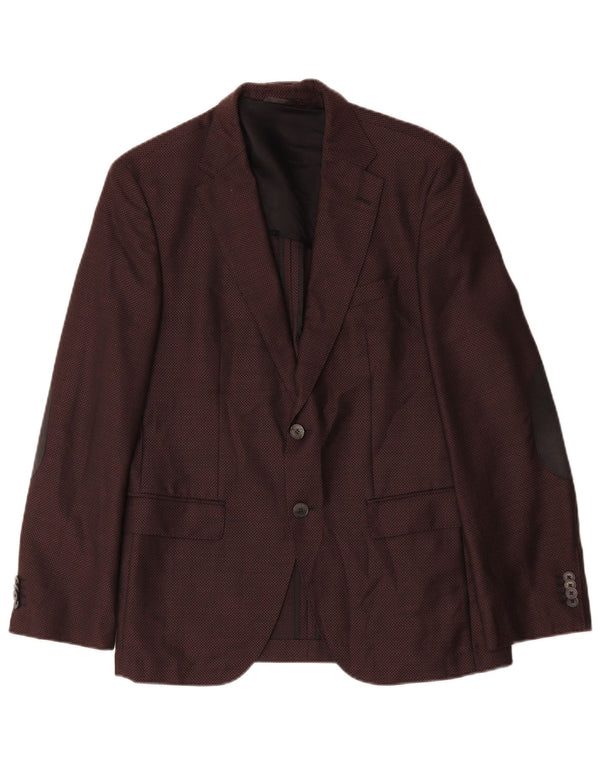 Hugo Boss Chaqueta tipo blazer de 2 botones para hombre EU 48 Lana mediana burdeos