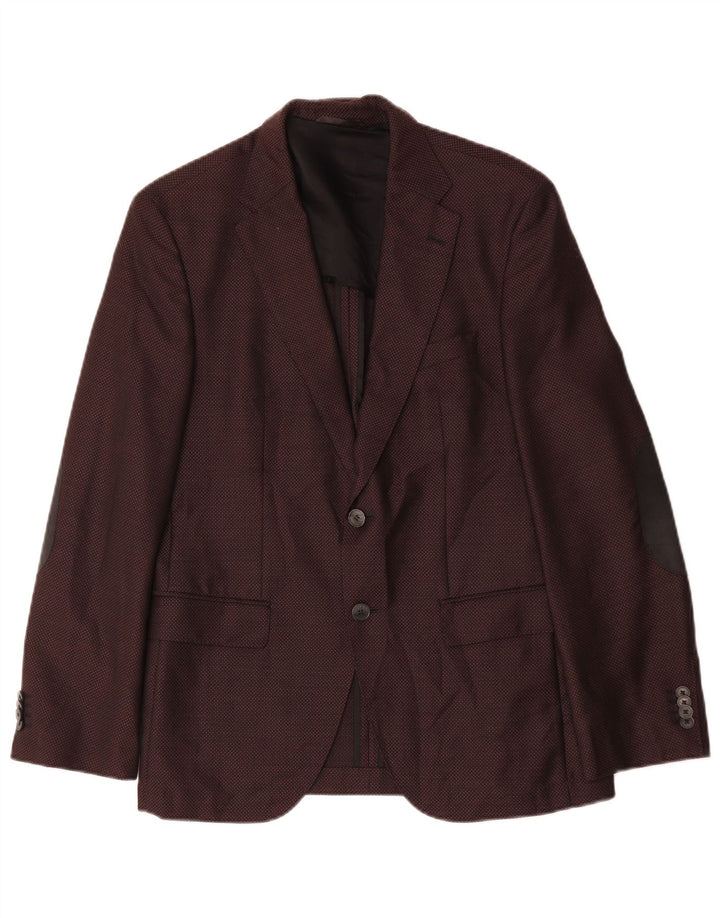 Hugo Boss Chaqueta tipo blazer de 2 botones para hombre EU 48 Lana mediana burdeos