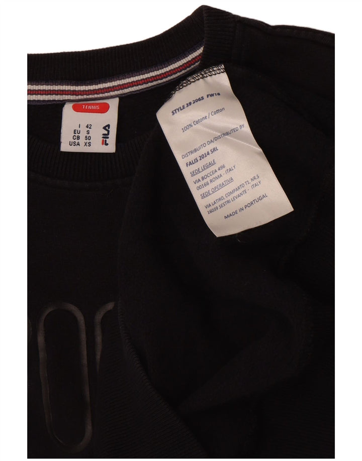 Fila Mujer Graphic Sudadera Jumper IT 42 Medio Algodón Negro