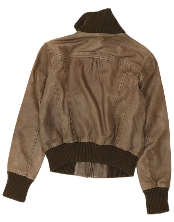 Chaqueta de cuero Oasis para mujer UK 44 Medium Khaki Colorblock