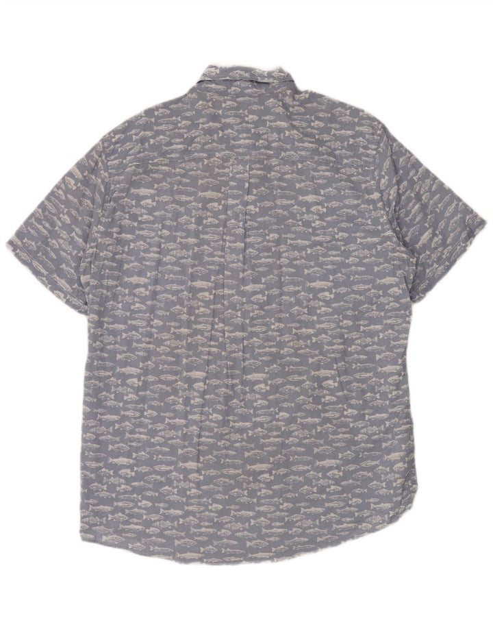 EDDIE BAUER Camisa de manga corta con estampado abstracto alto para hombre Azul grande