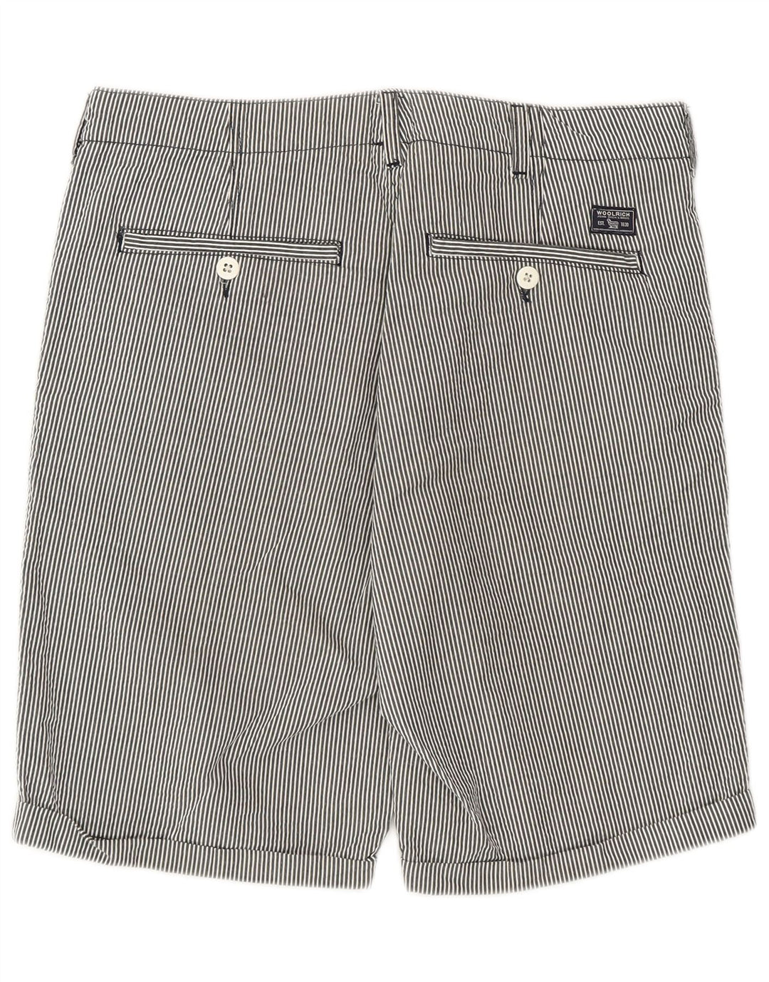 Woolrich Pantalones cortos casuales para hombre W32 Algodón a rayas gris medio