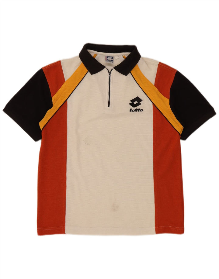 LOTTO Polo para hombre ES 36/38 Small Blanco Colorblock Poliéster