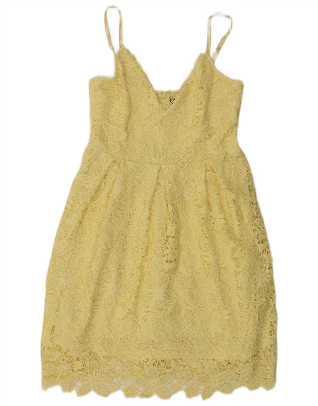 Lipsy Vestido veraniego de encaje para mujer ES 44 Poliéster floral amarillo medio