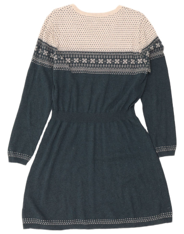 Vestido tipo jersey de manga larga para mujer de Fat Face UK 46 Grande Verde Fair Isle Algodón