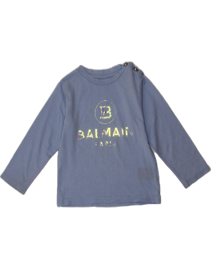 BALMAIN Baby Girls Graphic Top Long Sleeve 18-24 Months Blue Cotton Vintage Balmain and Second-Hand Balmain from Messina Hembry 
