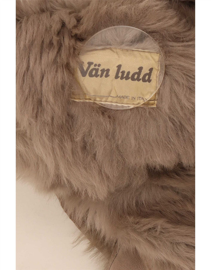 Vintage mujer shearling abrigo Reino Unido 16 marrón grande