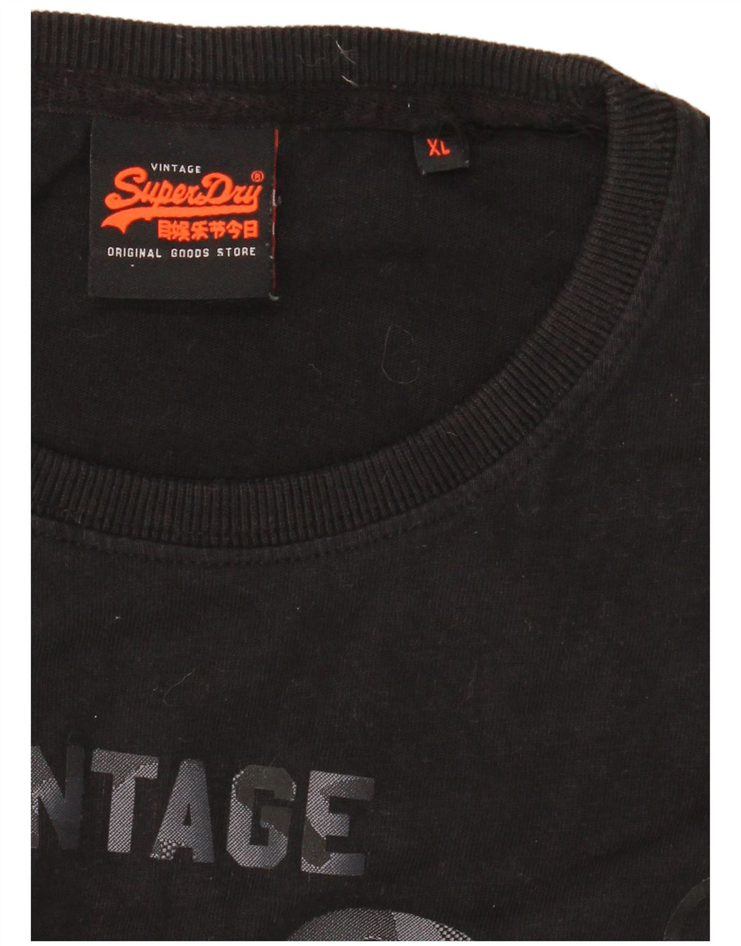 Superdry Hombre Camiseta Gráfica Top XL Negro