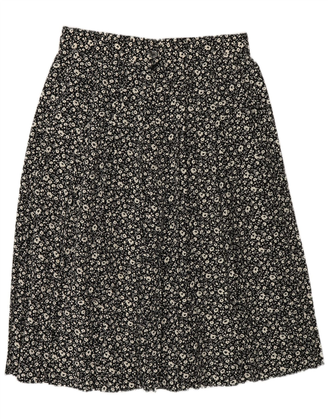 St Michael Falda Acampanada para Mujer UK 40 Grande W30 Poliéster Floral Negro