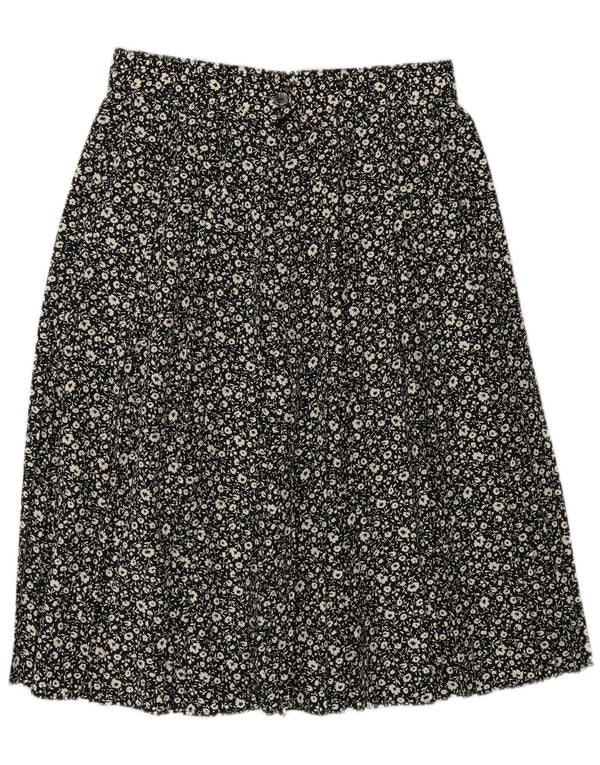 St Michael Falda Acampanada para Mujer UK 40 Grande W30 Poliéster Floral Negro