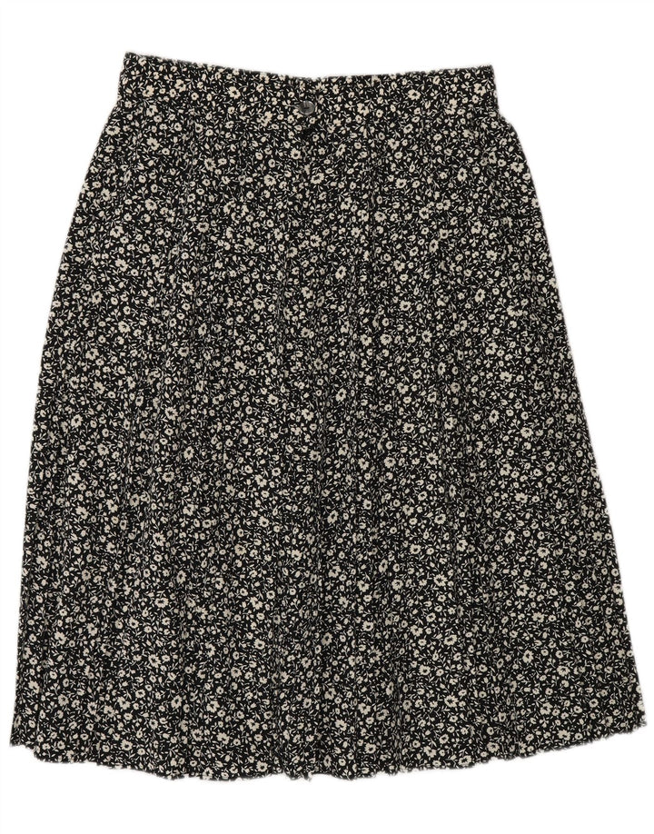St Michael Falda Acampanada para Mujer UK 40 Grande W30 Poliéster Floral Negro