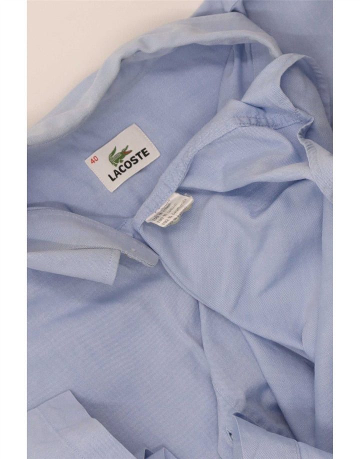 Camisa Lacoste Hombre Manga Corta Talla 40 Algodón Azul Medio