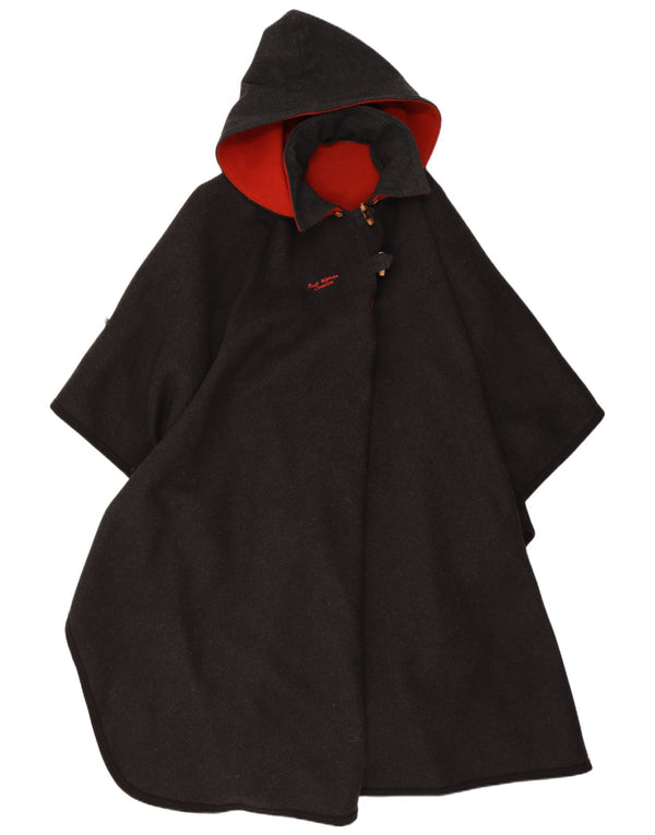 Vintage mujer con capucha capa abrigo un tamaño gris