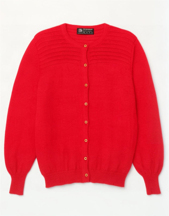 Vintage mujer oversized Cardigan suéter Reino Unido 14 medio rosa Mohair