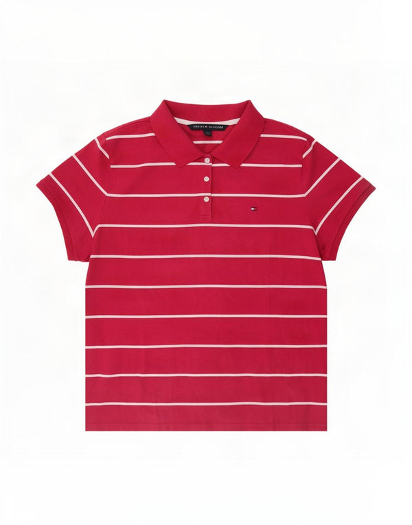 Tommy Hilfiger Polo para mujer UK 20 2XL Algodón a rayas rojas