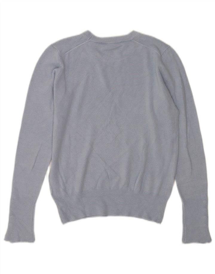 Zara - Jersey de cuello redondo para mujer, talla 40, viscosa azul medio