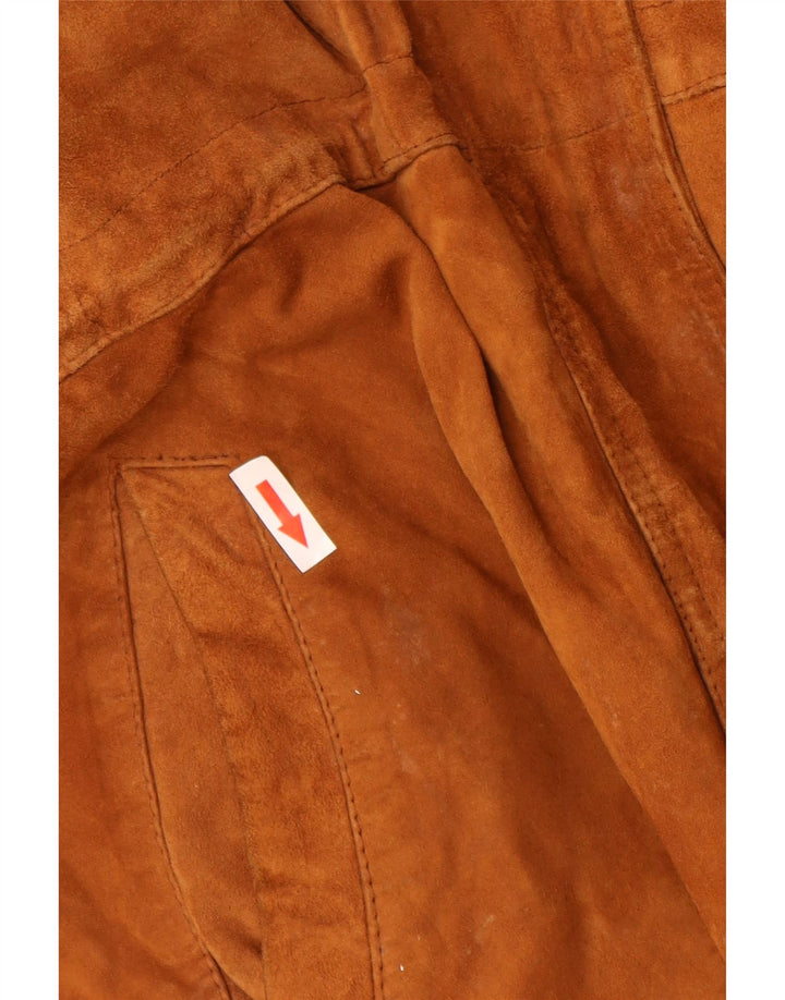 Vintage mujer ante abrigo Reino Unido 16 marrón grande