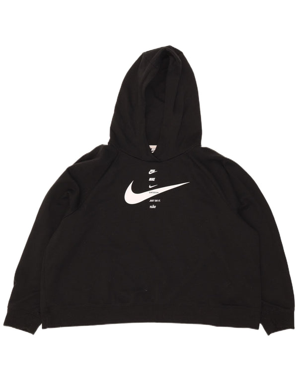 Nike Sudadera con capucha extragrande con gráfico Swoosh para mujer UK 20 2XL Negro