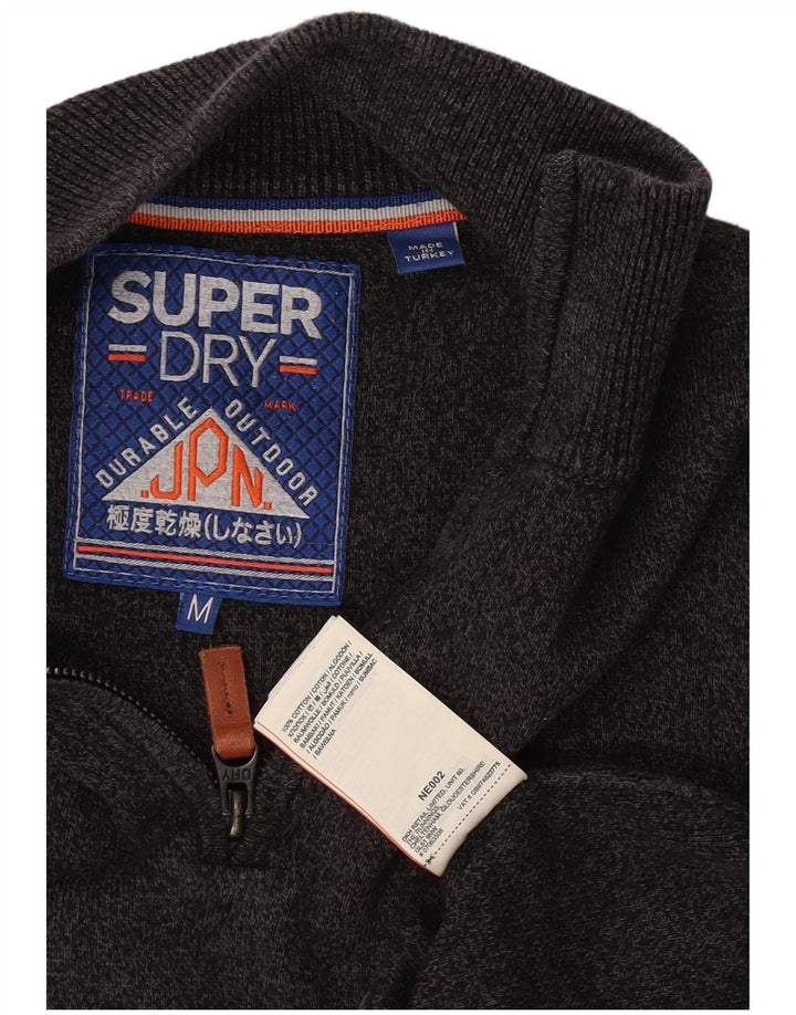 Superdry Jersey con cuello y cremallera para hombre de algodón moteado en gris medio
