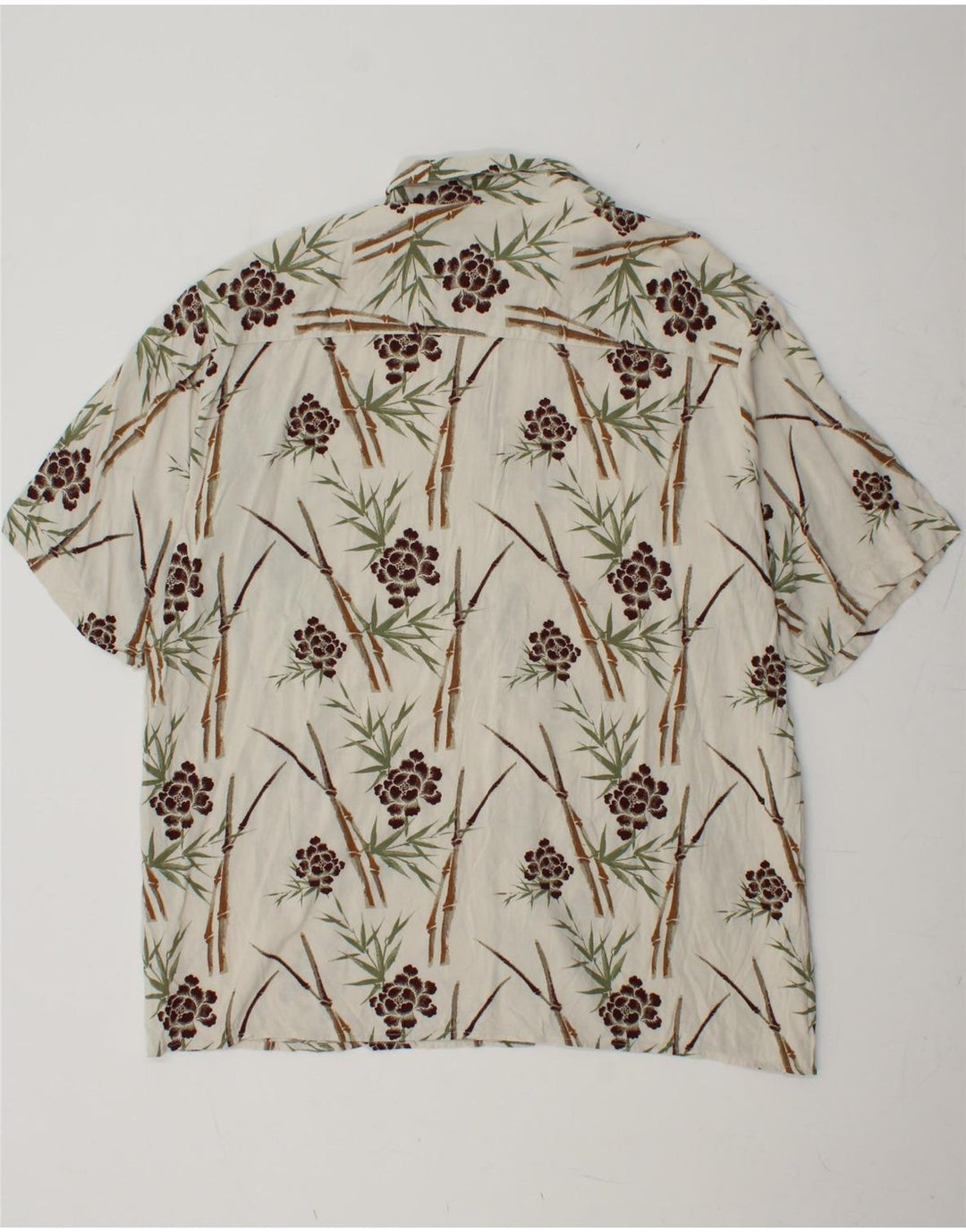 PURITAN Camisa Manga Corta Hombre XL Viscosa Floral Blanca