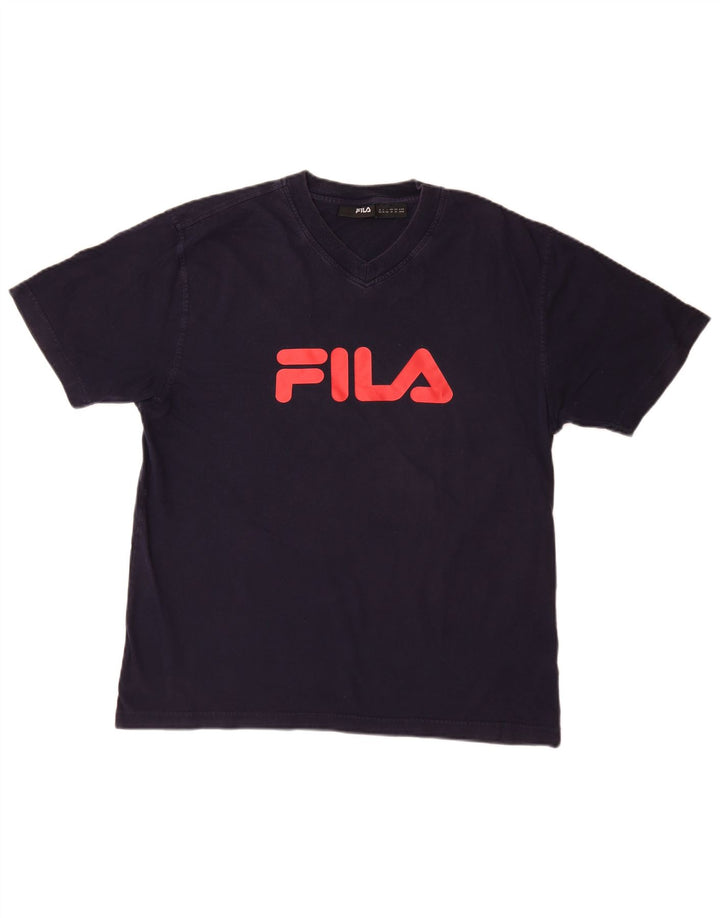 FILA Camiseta gráfica para hombre Top Medium Azul marino Algodón