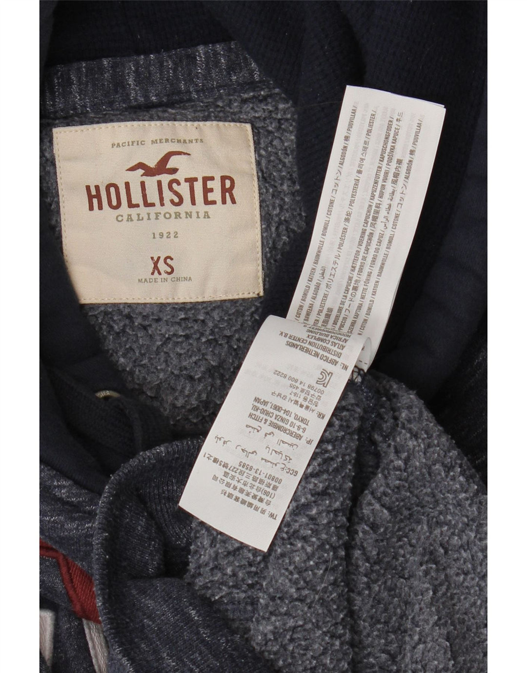 HOLLISTER Jersey con capucha gráfica para hombre XS Azul marino Colorblock Algodón