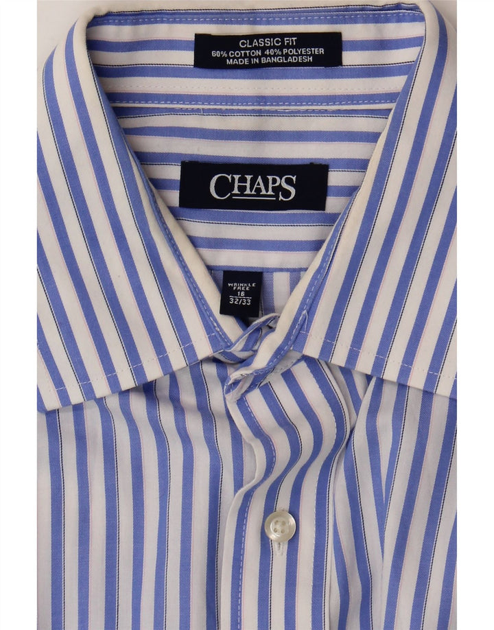 Chaps Camisa de ajuste clásico para hombre, talla 16, algodón a rayas azules grandes