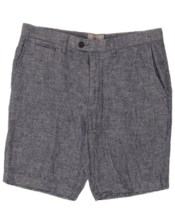 Pantalones cortos chinos Marks & Spencer para hombre W32 lino azul medio