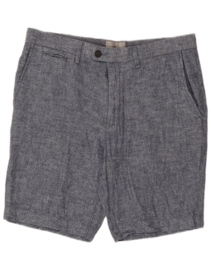 Pantalones cortos chinos Marks & Spencer para hombre W32 lino azul medio