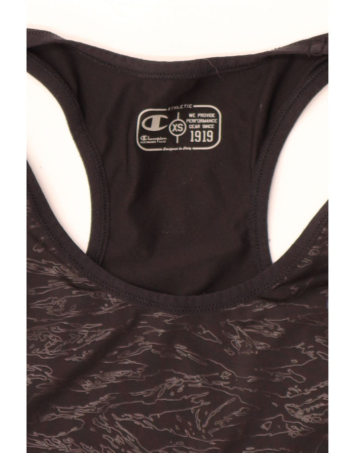Champion Camiseta sin mangas con estampado abstracto para mujer UK 4 XS Negro
