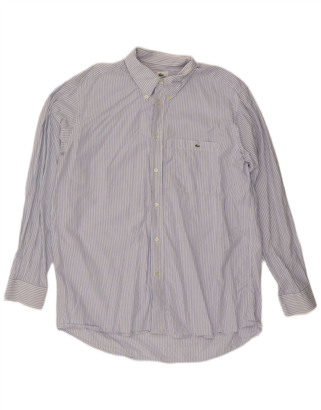 Camisa LACOSTE para hombre talla 42 algodón a rayas azul grande