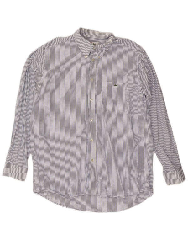 Camisa LACOSTE para hombre talla 42 algodón a rayas azul grande