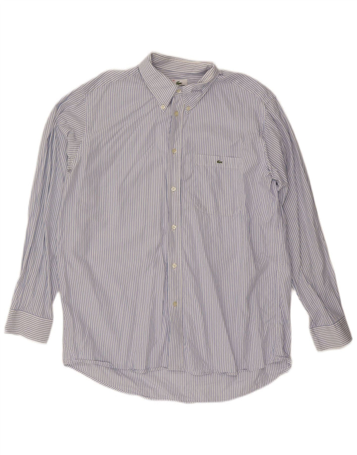 Camisa LACOSTE para hombre talla 42 algodón a rayas azul grande