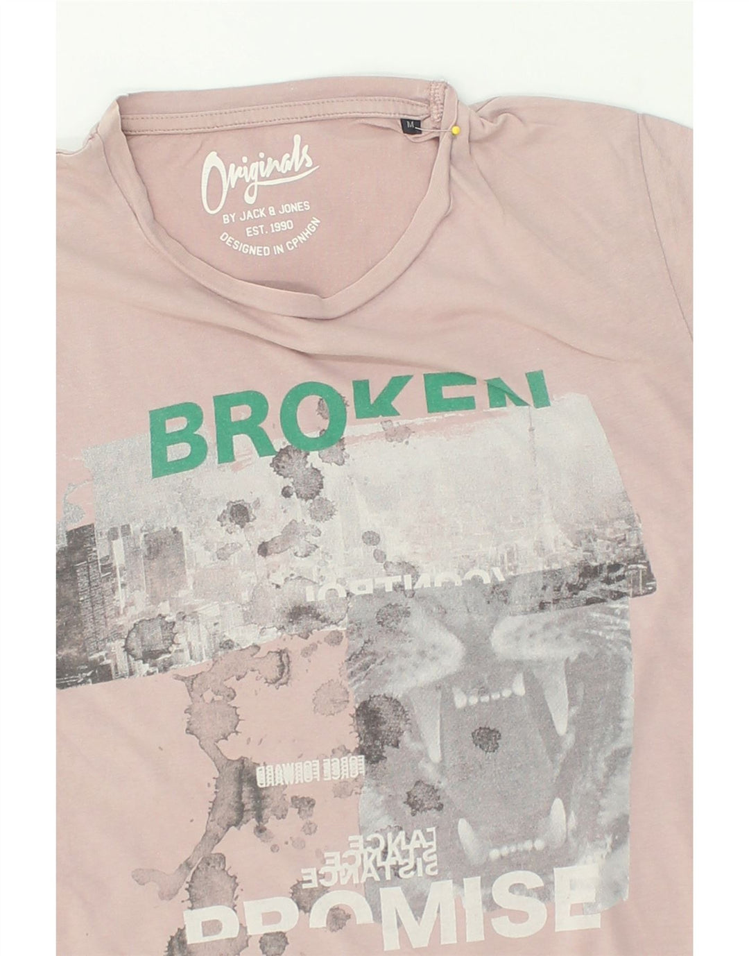 JACK & JONES Mens Graphic T-Shirt Top Medium Pink Cotton | Vintage Jack & Jones | Thrift | Second-Hand Jack & Jones | Used Clothing | Messina Hembry 