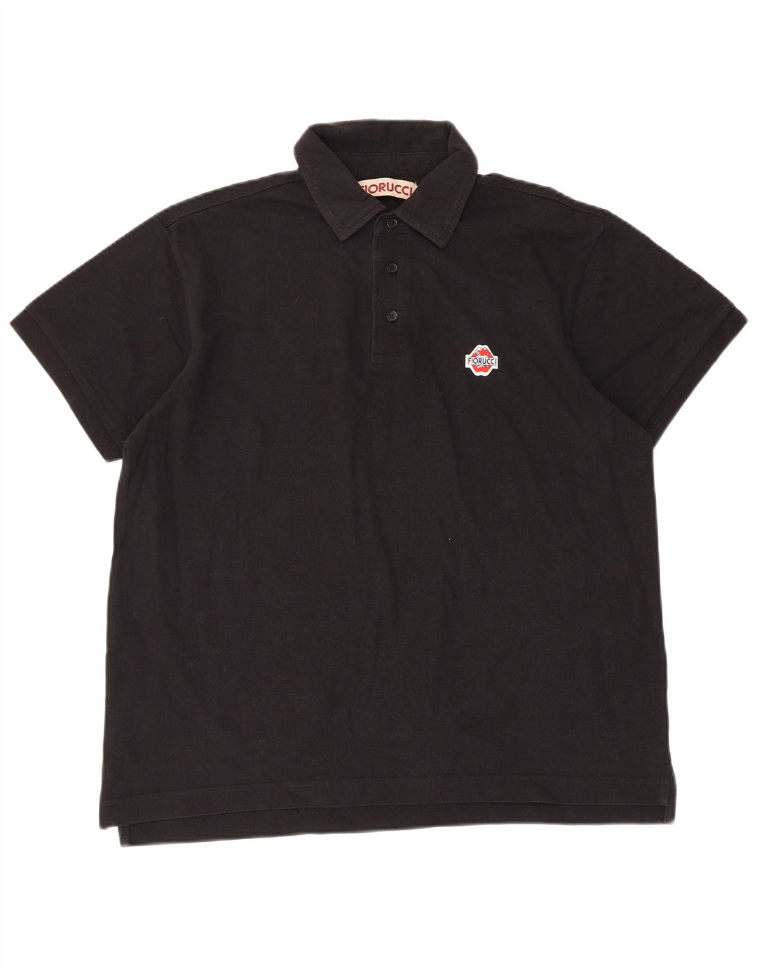 Fiorucci Polo para hombre grande de algodón negro