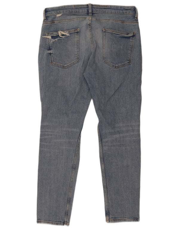 Zara Jeans ajustados desgastados para hombre EU 42 Large W32 L29 Algodón azul