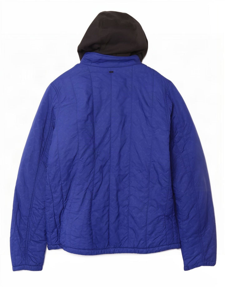 G-Star Mujer Chaqueta Acolchada Con Capucha ES 38 Nylon Geométrico Azul Mediano