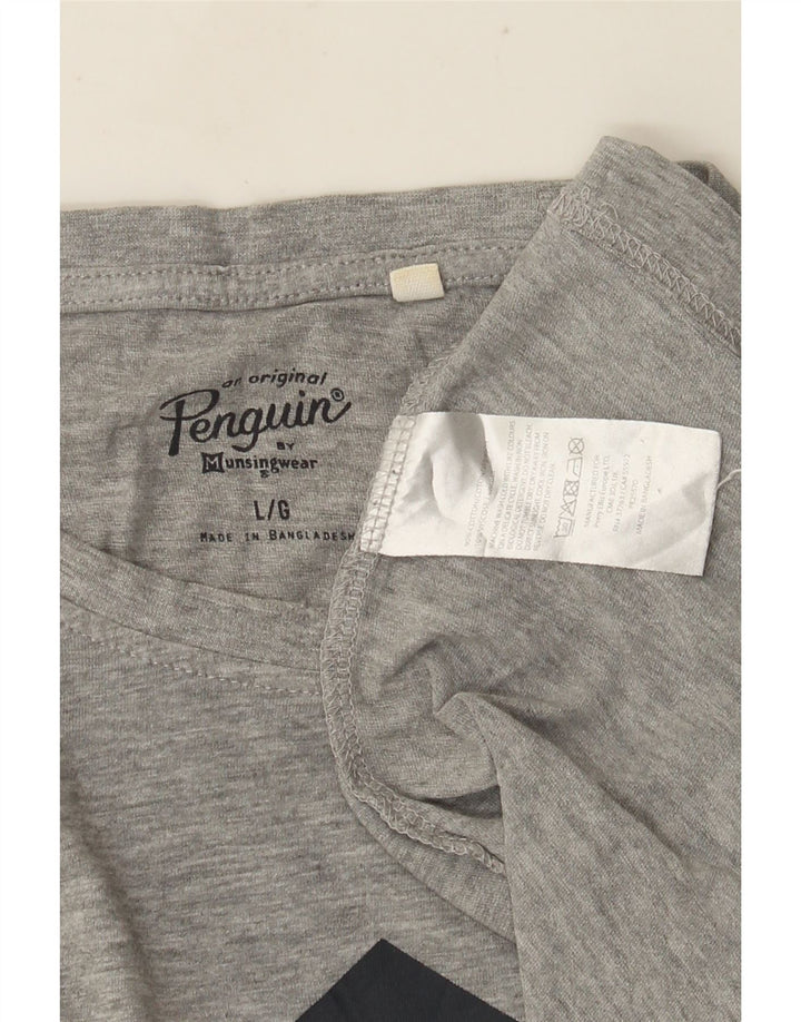 Penguin - Camiseta gráfica para hombre, talla grande, algodón gris
