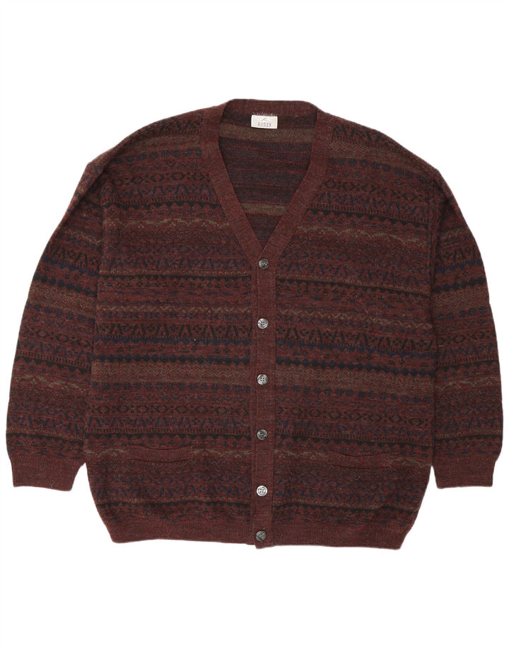 Rodes Suéter Cárdigan Para Hombre 2XL Lana Geométrica Marrón