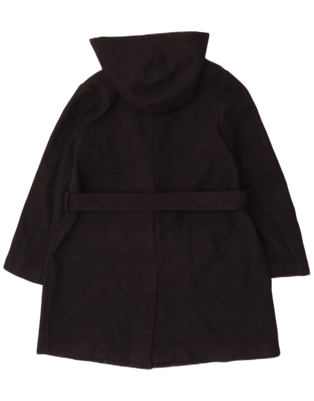Marks & Spencer Abrigo con capucha y lazo frontal para mujer UK 18 XL Poliéster negro