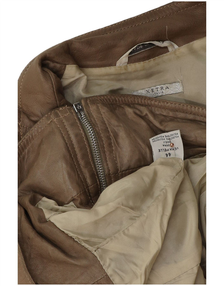 XETRA Chaqueta motera de cuero corta para mujer IT 44 Cuero beige medio