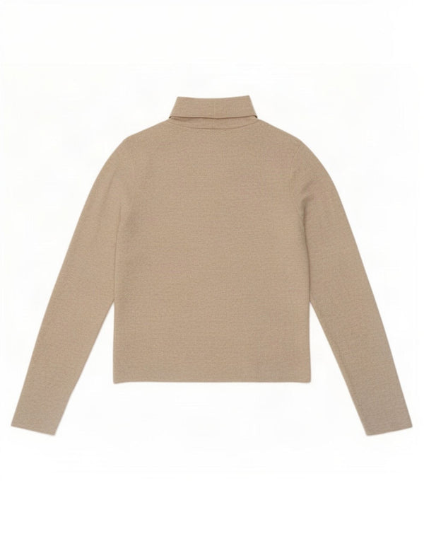 Zara Mujer Top Manga Larga UK 44 Grande Poliéster Moteado Beige