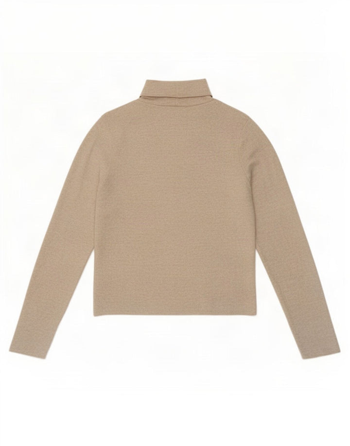 Zara Mujer Top Manga Larga UK 44 Grande Poliéster Moteado Beige