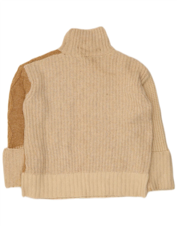 Marks & Spencer Suéter tipo jersey con cuello alto para mujer UK 10 Small Off White